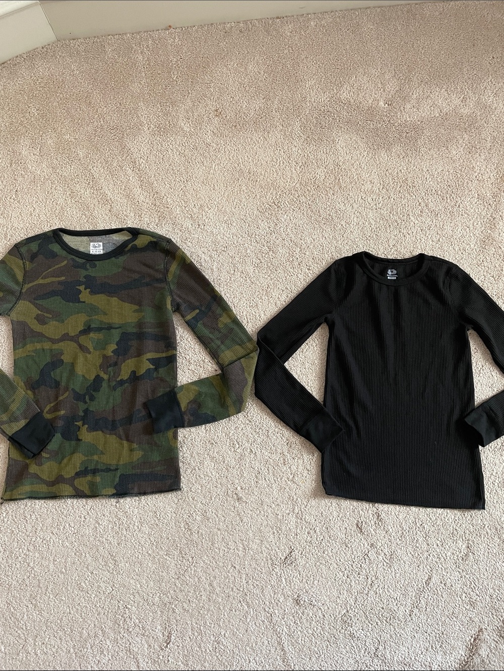 Fruit of the Loom Kids Long Sleeve Thermal Tee Set - Camo & Black